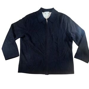 Pendleton Womens Black Merino Wool Zip Up Sweater Jacket Collared Small